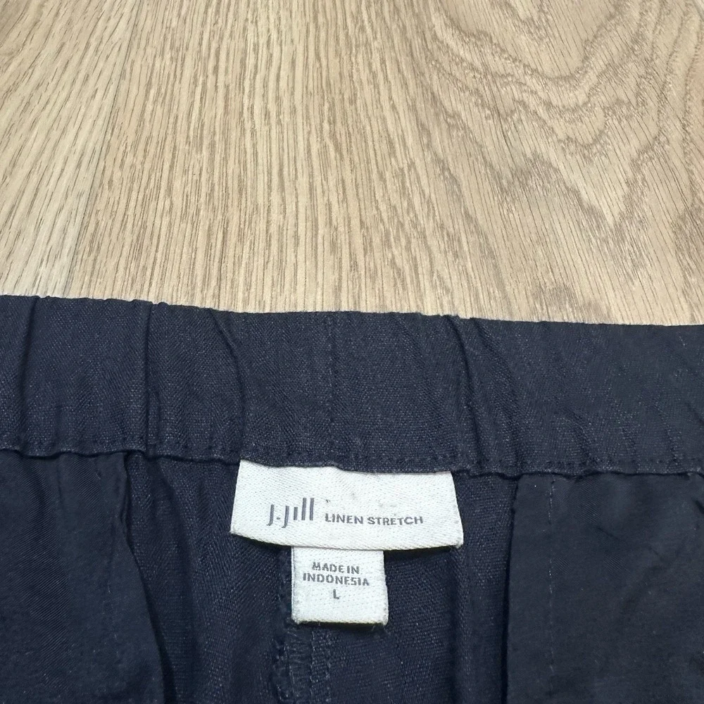 J. Jill Pants Women Large Navy Linen Straight Leg Lagenlook Minimalist Coastal‎